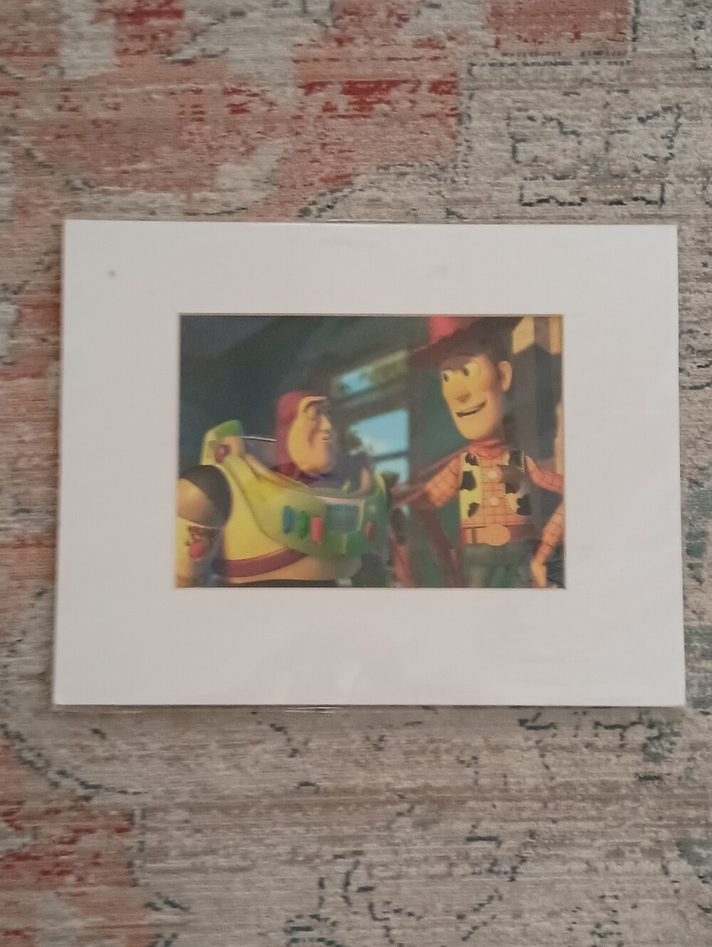 Disney Vintage Toy Story Buzz Lightyear and Woody Print with White Mat